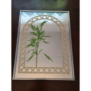 Vintage Brytone Mirror Works Bamboo Print Mirror Wall Art 12" X 9"